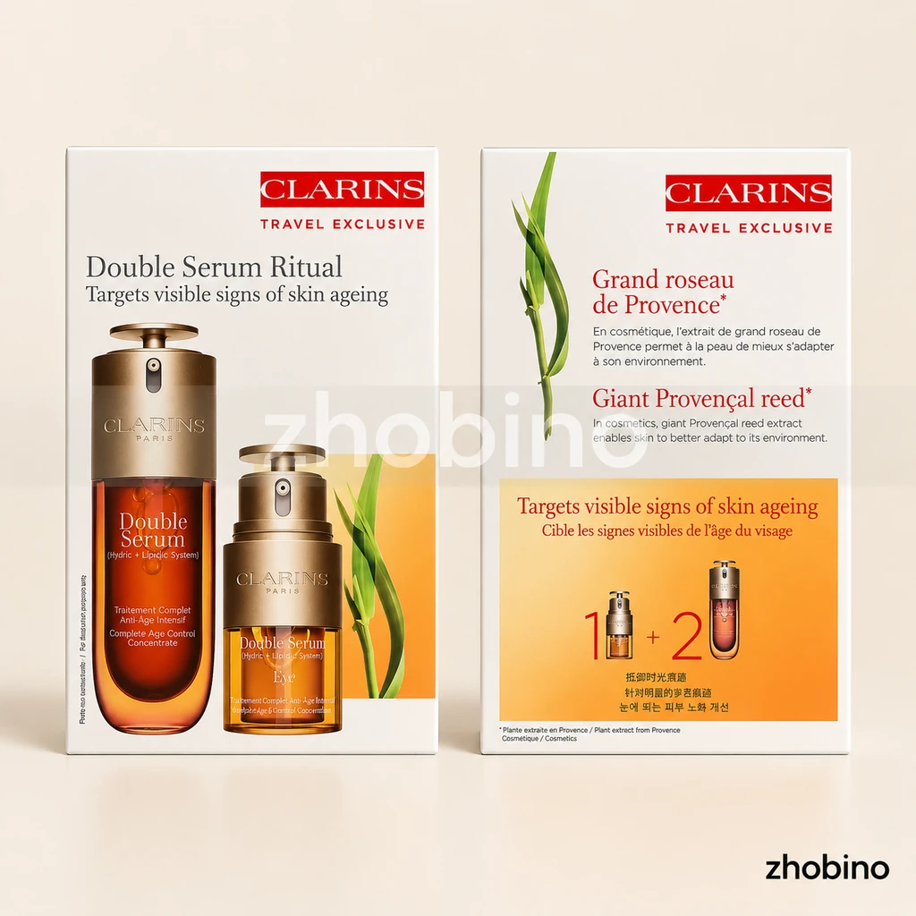 پک دابل سرم صورت و دور چشم کلارنس مدل Double Serum Ritual (تراول اکسکلوسیو)